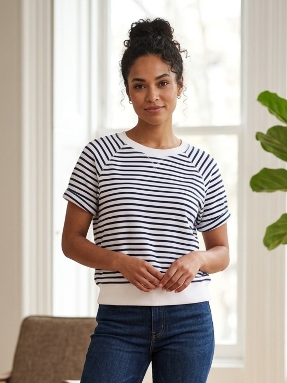 aerie Striped Sweatshirt Tee